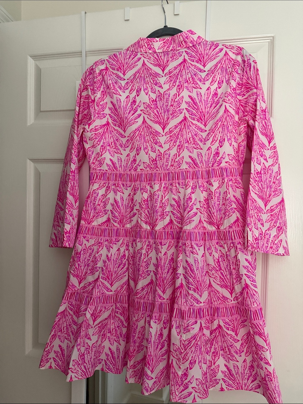 Lilly Pulitzer Hot Pink and White Printed Tiered Button Dress - Picture 5 of 6